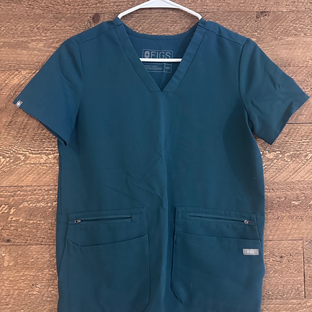 Figs Forest Green Technical Scrub Top and Pants